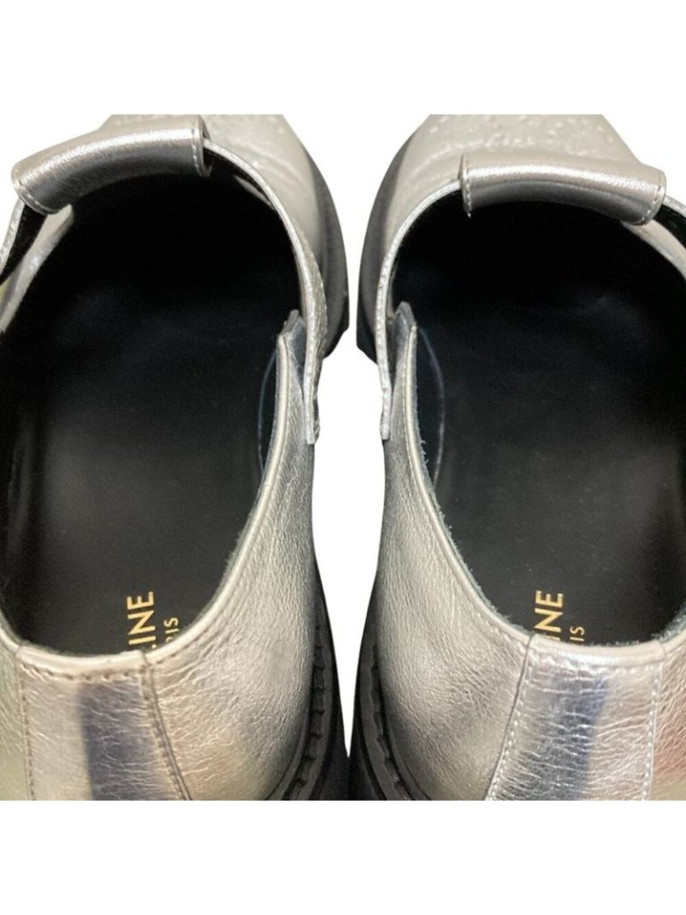 Celine Triomphe T Strap Loafer 37 Silver - Picture 6 of 12